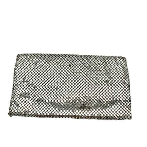 Vintage Purse Silver Mesh 6.5 x 3.5 Clutch Crystal Clasp Whiting & Davis Co - Picture 8 of 10